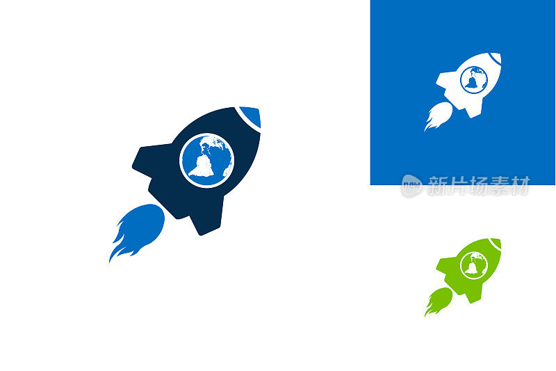 Rocket World Logo Template Design Vector, Emblem, Design Concept, Creative Symbol, Icon